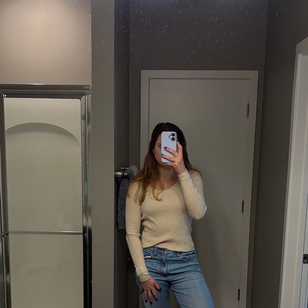Universal Thread Beige Ribbed Long Sleeve Top